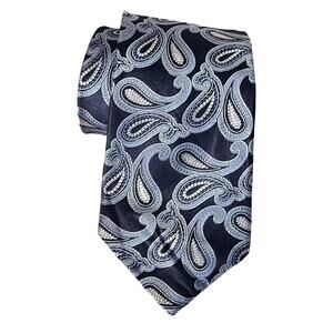 Michael Kors Silk Tie Neck Tie Blue Paisley Pattern - 3.75" x 56"